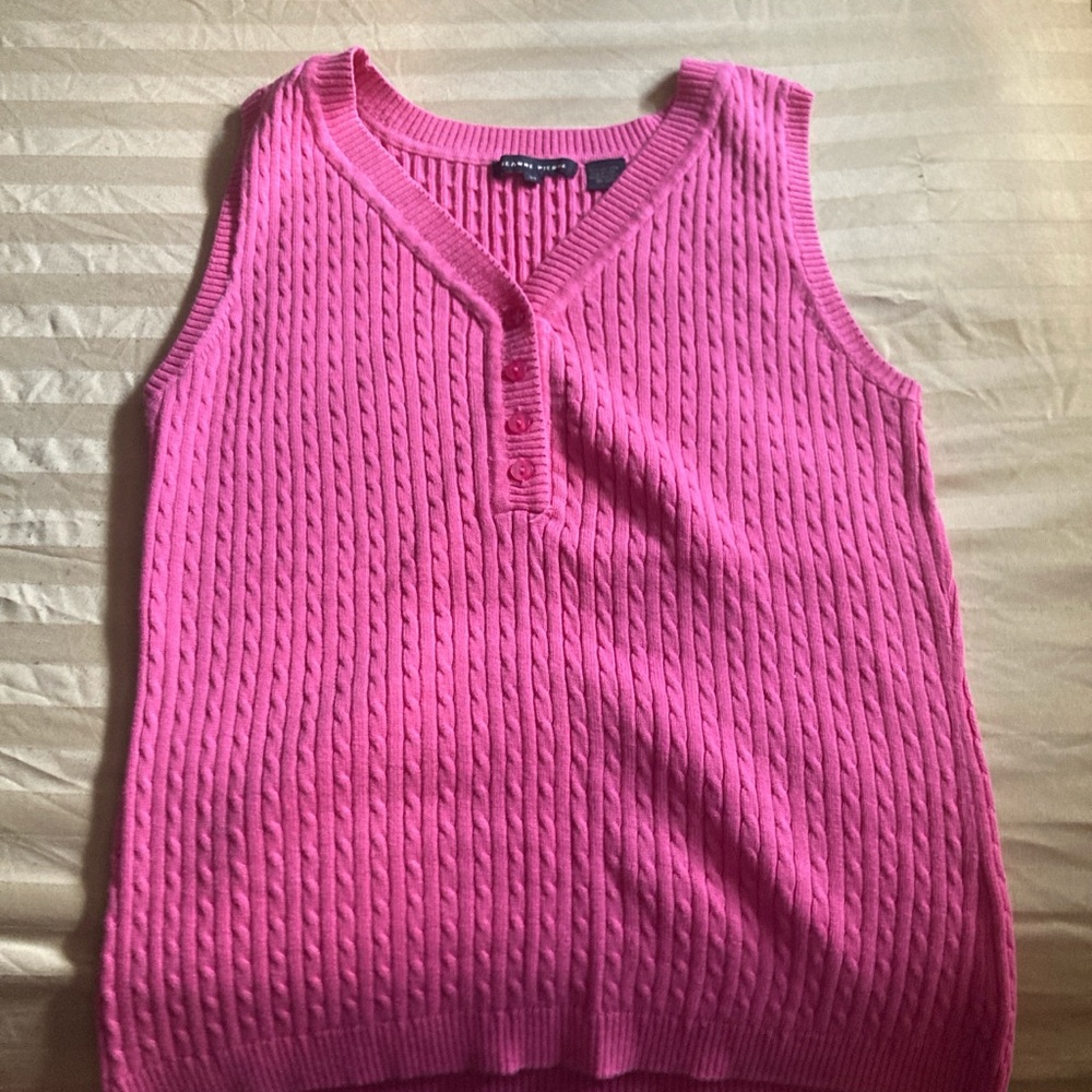 JEANNE PIERRE Pink Sleeveless Sweater Vest